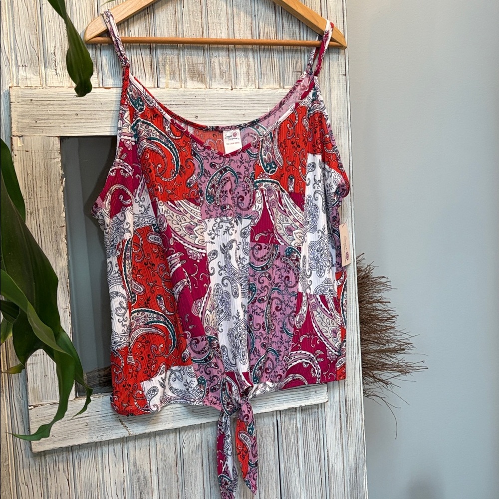 Secret Treasures Paisley Tank with Tie Front Adjustable Straps 2X (18-20) NWT - Picture 3 of 8